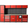 Chery  Industrial Multifunctional Steel Garage Storage Cabinet W/ Doors, Sliding Drawers Red-5-Pieces JINWB108GRD01